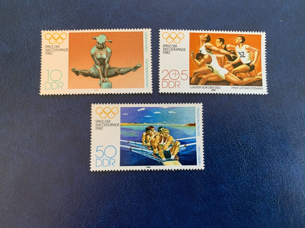 GERMANY EAST DDR GDR 1980 MNH GYMNASTICS BAR ATHLETICS RUNNING ROWING SCULLS
