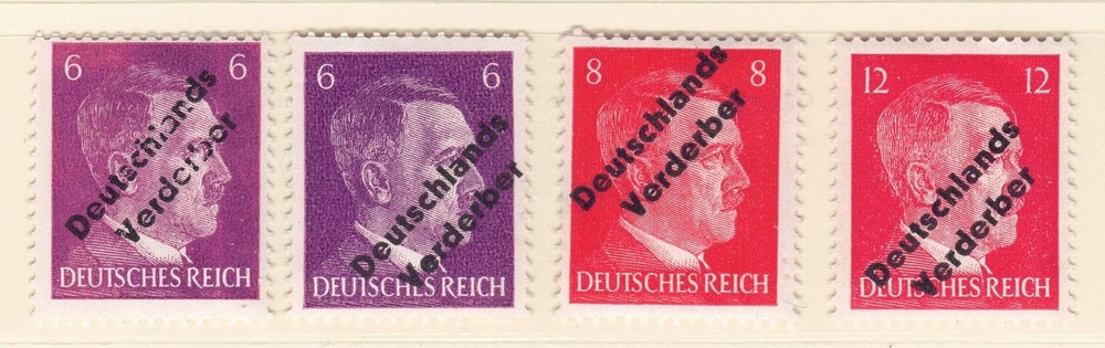 Germany/SBZ 1945 Mi 32-34, 6Pf, 8Pf, 12Pf Hitler head with Bdr. overprint (blk)