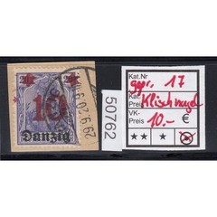 Danzig 1920 Mi. No. 17 stamped, checked, cliché nail impression