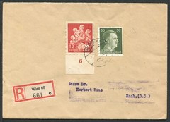 Germany Mi 859, 794 Registered Cover Mother and Child Charity 1943