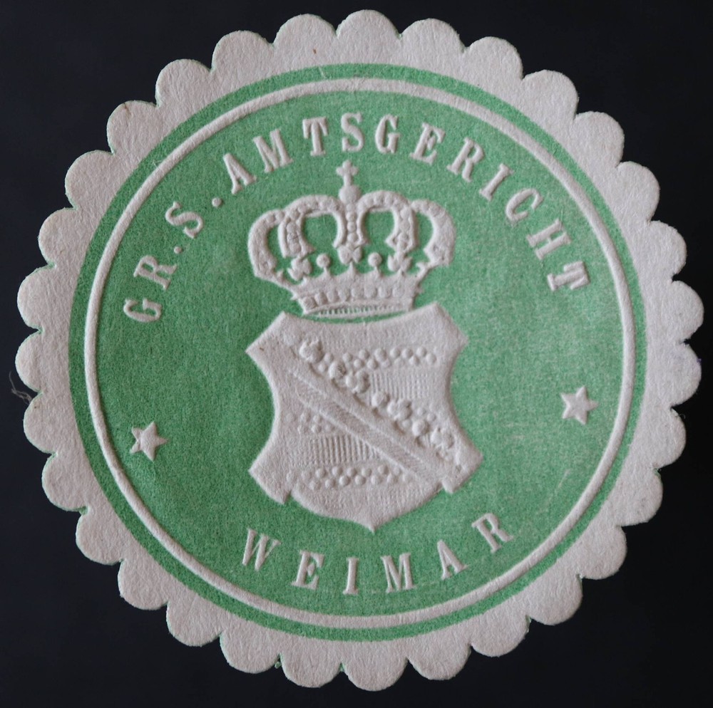 Original German Empire letter seal stamp- GR. S. AMTGERICHT WEIMAR -#ST12