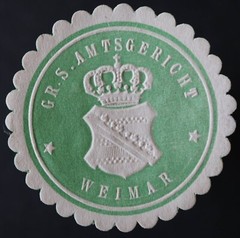 Original German Empire letter seal stamp- GR. S. AMTGERICHT WEIMAR -#ST12