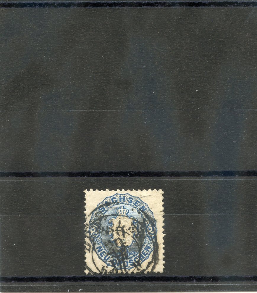 GERMANY, SAXONY Sc 18(MI 17b)F-VF USED 1863 2Ngr DARK VIOLET ULTRAMARINE $60