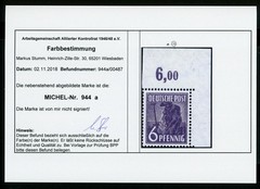 Allied Occupation – Control Council 944PER Mint Never Hinged 6 Pfg Dark Violet