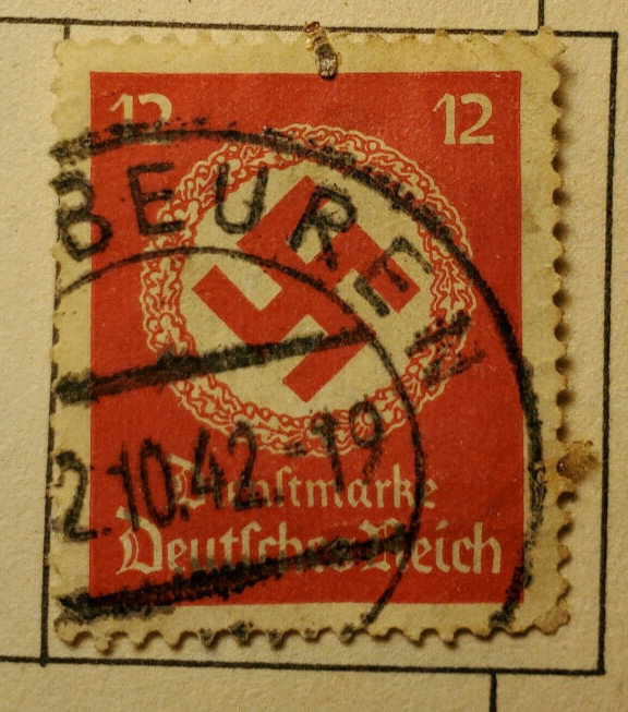Germany Deutsche Reich 12pf Watermarked Stamp Red Dienst marken circa1934  