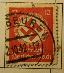 Germany Deutsche Reich 12pf Watermarked Stamp Red Dienst marken circa1934  