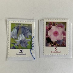 13 Germany stamps~2005-2019~Flowers~nasturtium~cornflower~bleeding heart~cosmos