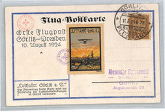 GERMANY Air Mail FIRST FLIGHT 1924 *LUFTFAHRT GÖRLITZ* Dresden Postcard XT137