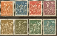 Stamp Germany Reich Mi 238-45 Sc 221-8 1922 Set Worker Miner Mower Empire MNH