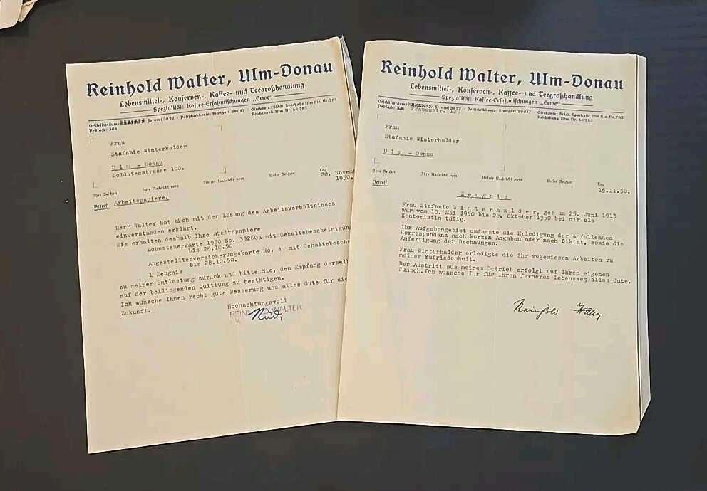 Post WW2 WWII German Document Lot Female War Wounded Caregiver References 1950