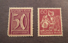 Scott#167 & 168, 1922, 50 & 60 , pf. , Numeral & Iron Worker Stamps, MNHNG