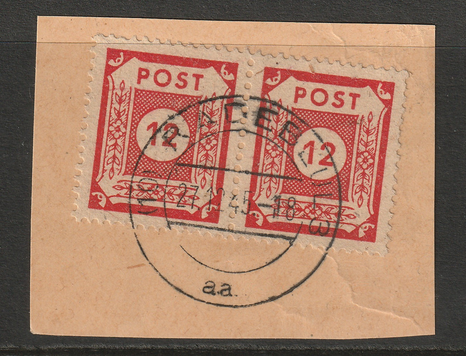 Germany 1946 15p Pair Saxony On Piece / Redeb CDS – S45334