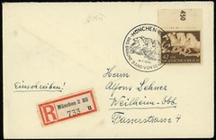 Munich Brown Ribbon of Germany Horse Race 1942 Special Postmark Registered Cover
