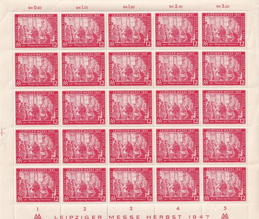 Stamp Germany Sc 0580 1947 Deutsche Post Sheet WWII Occupation Leipzig Fair MNH