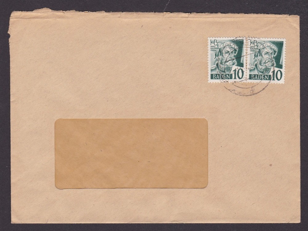GERMANY 1949 Baden French zone, Cover from Überlingen to Trossingen