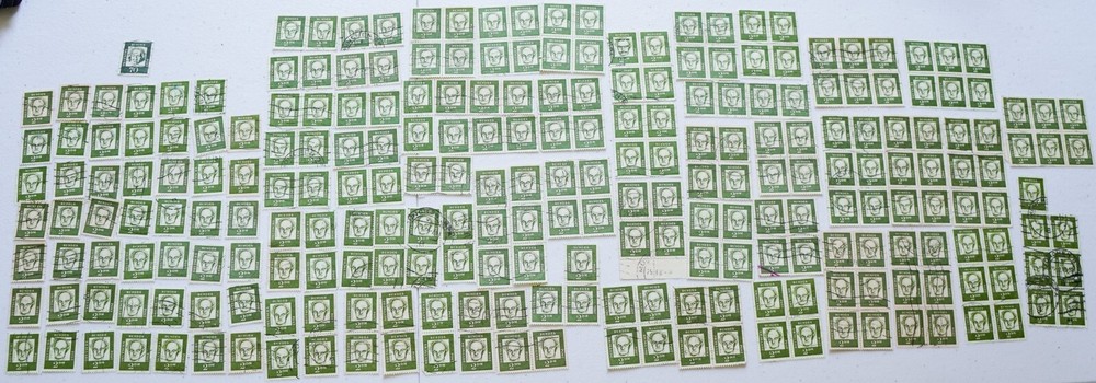 247- Gerhart Hauptmann 1960’s 2 Deutsche Mark Germany Used Postage Stamps Blocks