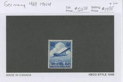GERMANY SCOTT 469 MNH AIRPLANE STAMPS CAT $50.00 (LOT 2615)