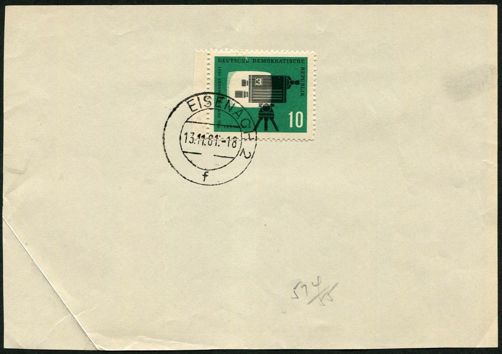 DDR Cover 1961 Eisenach Postmark TV Camera Stamp Tag der Briefmarke Sehen Lernen