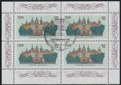 DDR 1986 SC# 2555a – Castle Schwerin – Miniature Sheet of four stamps – Used