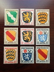 (9) Germany French Occupation 1945-46 Sc# 4N1-4N4, 4N6-4N10 MLH