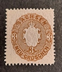 Germany Saxony 1863 Arms Embossed 3 Neu Groschen Mint Stamp