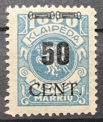 KLAIPEDA 1920-1923 Memel Territory Germany 50 Centimes Black Overprint Stamp MH