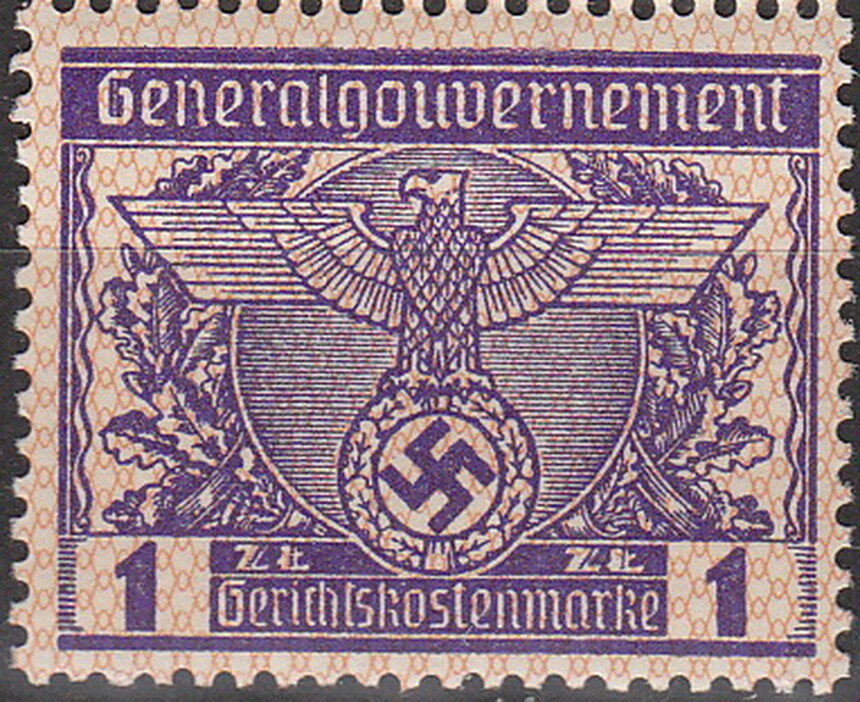 Stamp Germany Poland General Gov’t Revenue WW2 Emblem Reich Document 1Z MNH