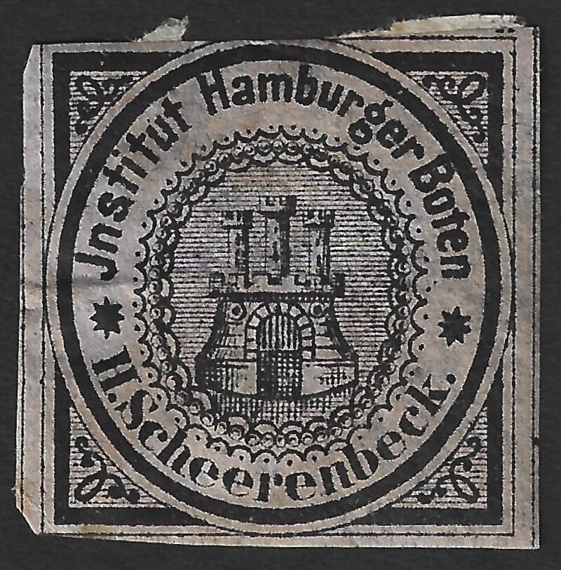 Germany HAMBURG Boten H. Scheerenbeck 1862 1pf local post stamp imperf #2