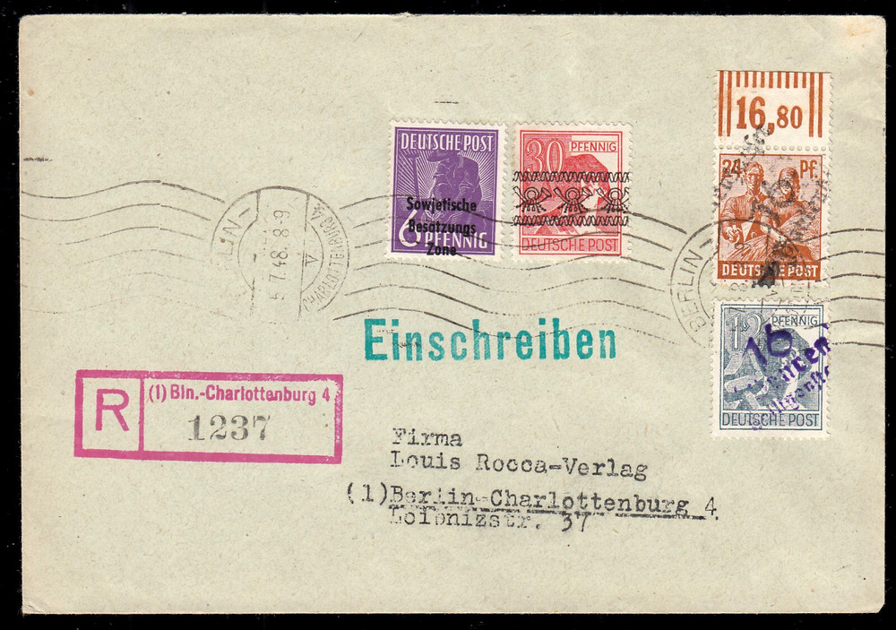 Berlin SBZ 170 III, 174 III, Bizone 46 I On Orts-R-Brief Charlottenburg 4/5.7.48