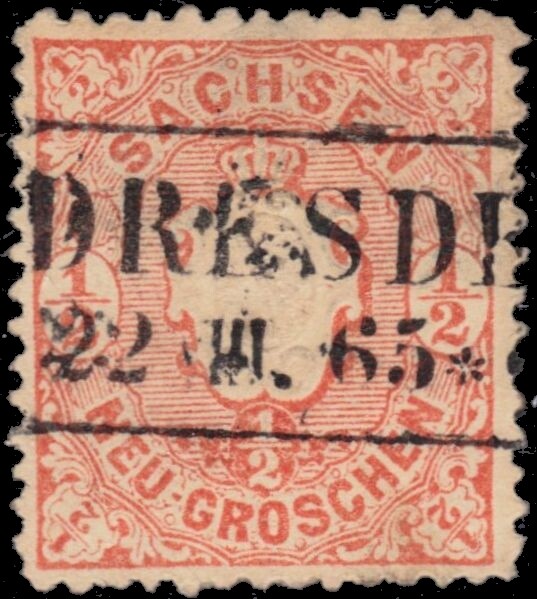 SAXONY 16a – Coat of Arms „1863 Red Orange“ (pc12621)