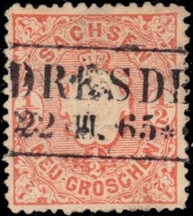 SAXONY 16a – Coat of Arms „1863 Red Orange“ (pc12621)