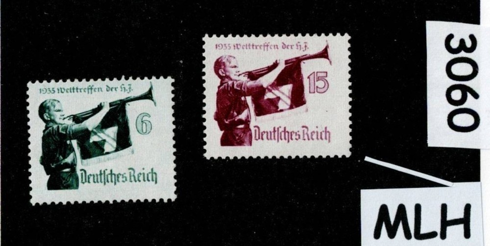 MLH Stamp set Scott 463-464 Hitler youth 1935 / Third Reich era Germany #3060