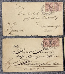 1880s Württemberg to USA Covers Lot x4 Stuttgart Ravensburg 10Pf Pairs Transatla