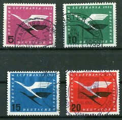 Bundle No. 205 – 208 Cleanly Canceled BRD 1955 Lufthansa Airplane