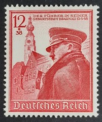 Germany Third Reich 1939 SG679 12pf + 38pf carmine, Hitler in Braunau, MNH