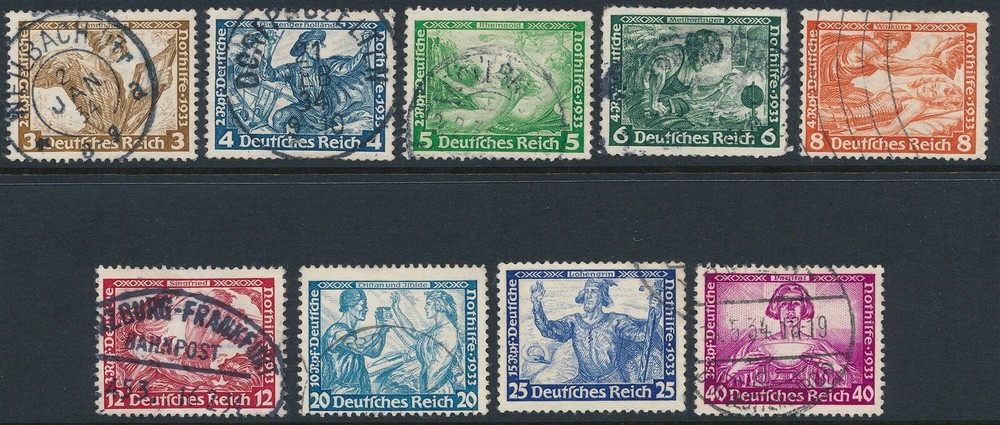 Stamp Germany Mi 499-507 Sc B49-57 1933 WWII 3rd Reich Richard Wagner Set U