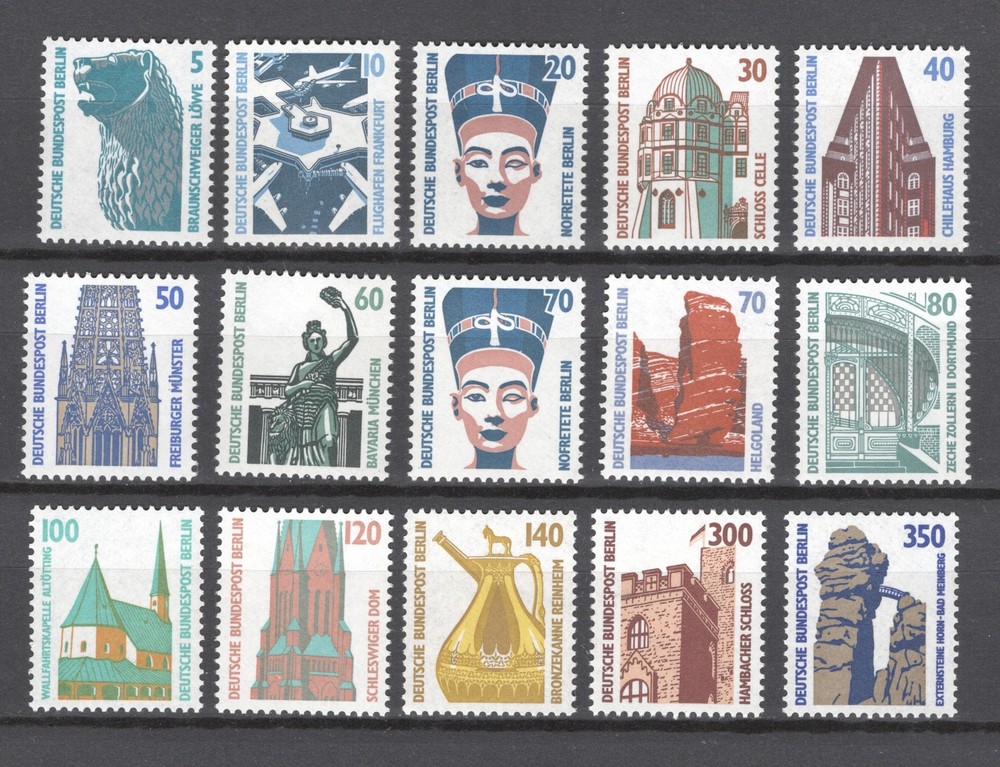 GERMANY BERLIN 1987 HISTORIC SITES OBJECTS COMPLETE 15 VALUES PERFECT MNH