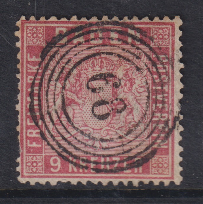 German States/BADEN 1860 MI 12 CANC VF / CAT VALUE $250