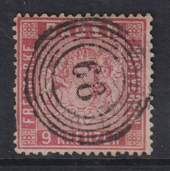 German States/BADEN 1860 MI 12 CANC VF / CAT VALUE $250