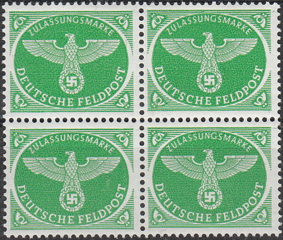 Stamp Germany Feldpost Mi 4 Sc MQ2 Block 1944 WW2 Field Post Eagle Army MNH