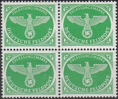 Stamp Germany Feldpost Mi 4 Sc MQ2 Block 1944 WW2 Field Post Eagle Army MNH