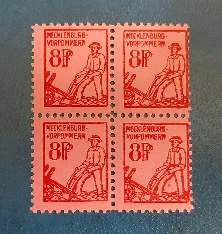 Germany Stamps Allied Occupation 4x 8 Pfennig 1945 Block SBZ Mi. Nr. 11 (19765)
