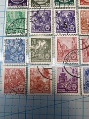 25 USED/Overstamped small Vtg 1950-1990 DDR East Germany stamps; $1 Ships/A DEAL