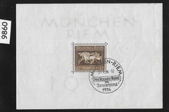 #9860 Stamp sheet B90 1936 Brown Ribbon Horse Race Munich Germany cancel