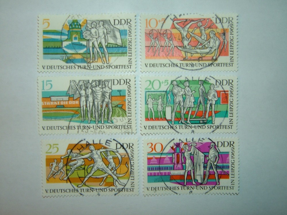 1969 EAST GERMANY/DDR GYMNASTICS & ATHLETICS MEETING SET of 6 VFU (sgE1204/9)