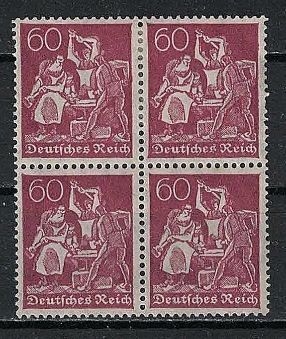 GERMANY:1921 SC#144 block of 4 MNH Iron Workers