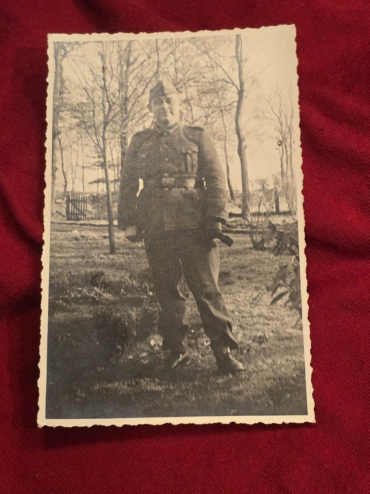 WEHRMACHT ARMY SOLDIER POSES MILITARY Photo Postcard WW2 WWII German RPPC