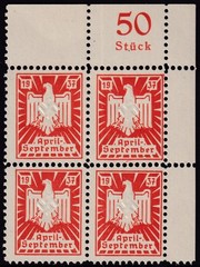 Stamp Germany Revenue Block WWII 3rd Reich DRL Sport 1937 Apr Sept MNH
