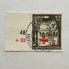 1940 GERMANY POLAND RED CROSS 12+8 STAMP WITH KRYNICA SON SOTN BULLSEYE CANCEL