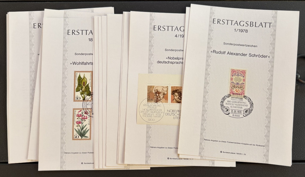 1978 German First Day Cover Stamps Lot of 16 ERSTTAGSBLATT Numbered